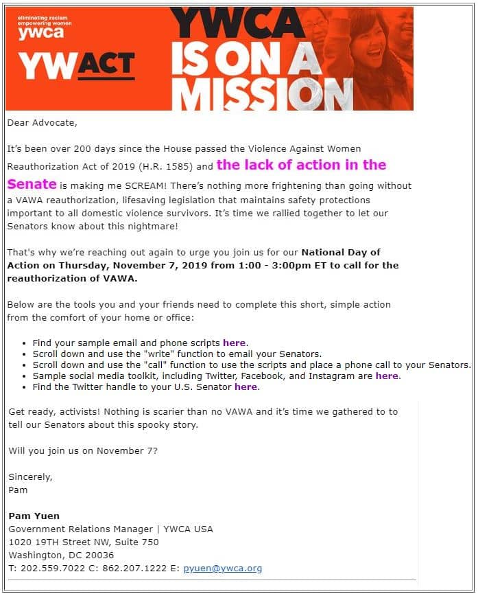 National Day of Action to reauthorize VAWA