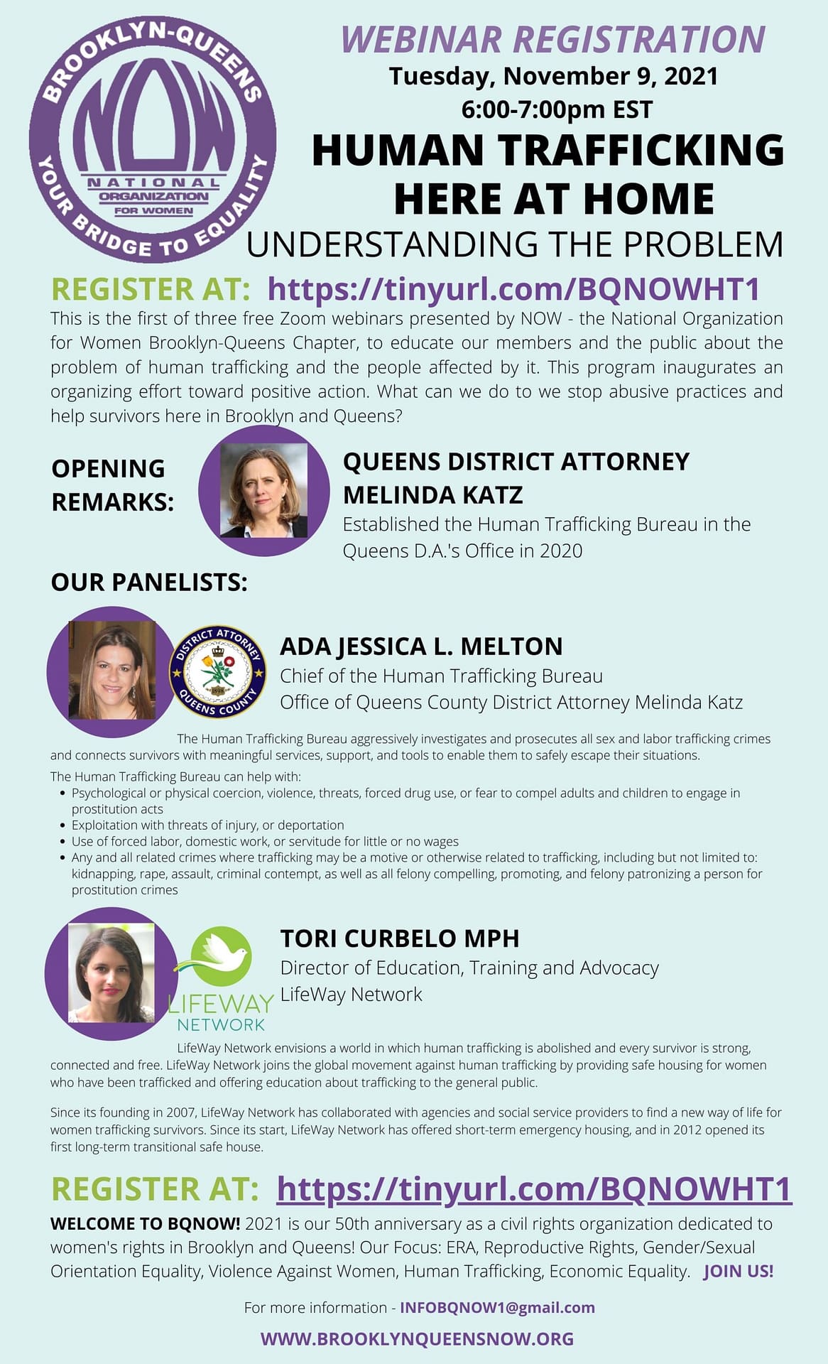 Human Trafficking Webinar - Flyer for Nov 9, 2021 Event